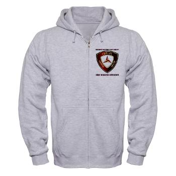 HB3MD - A01 - 01 - Headquarters Bn - 3rd MARDIV with Text - Zip Hoodie - Click Image to Close